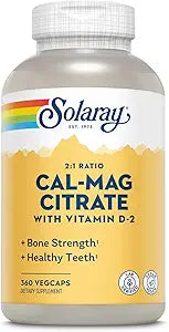 Solaray Calcium Magnesium Citrate with Vitamin D2 for Healthy Bones