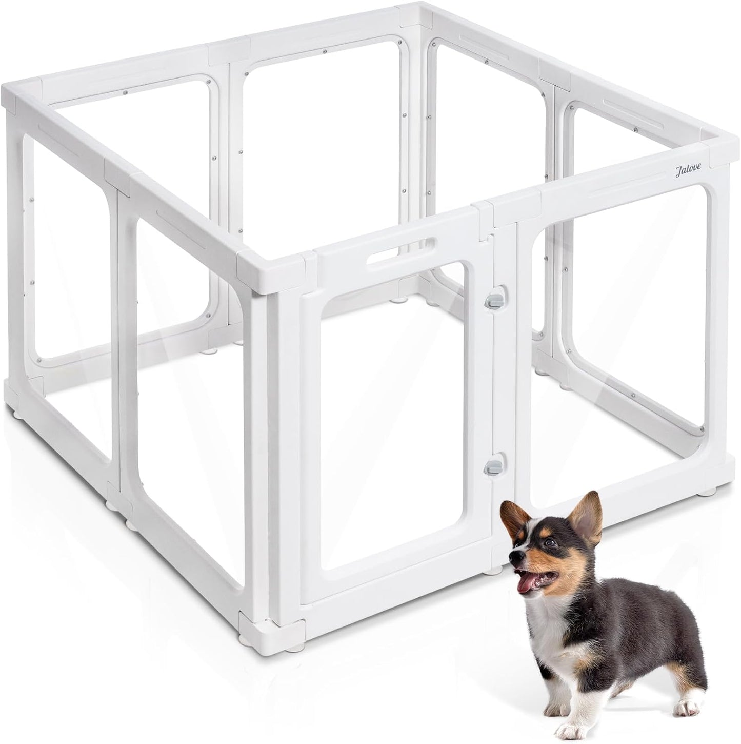 Jalove Clear Dog Playpen Indoor for Small Pets, Easy Setup