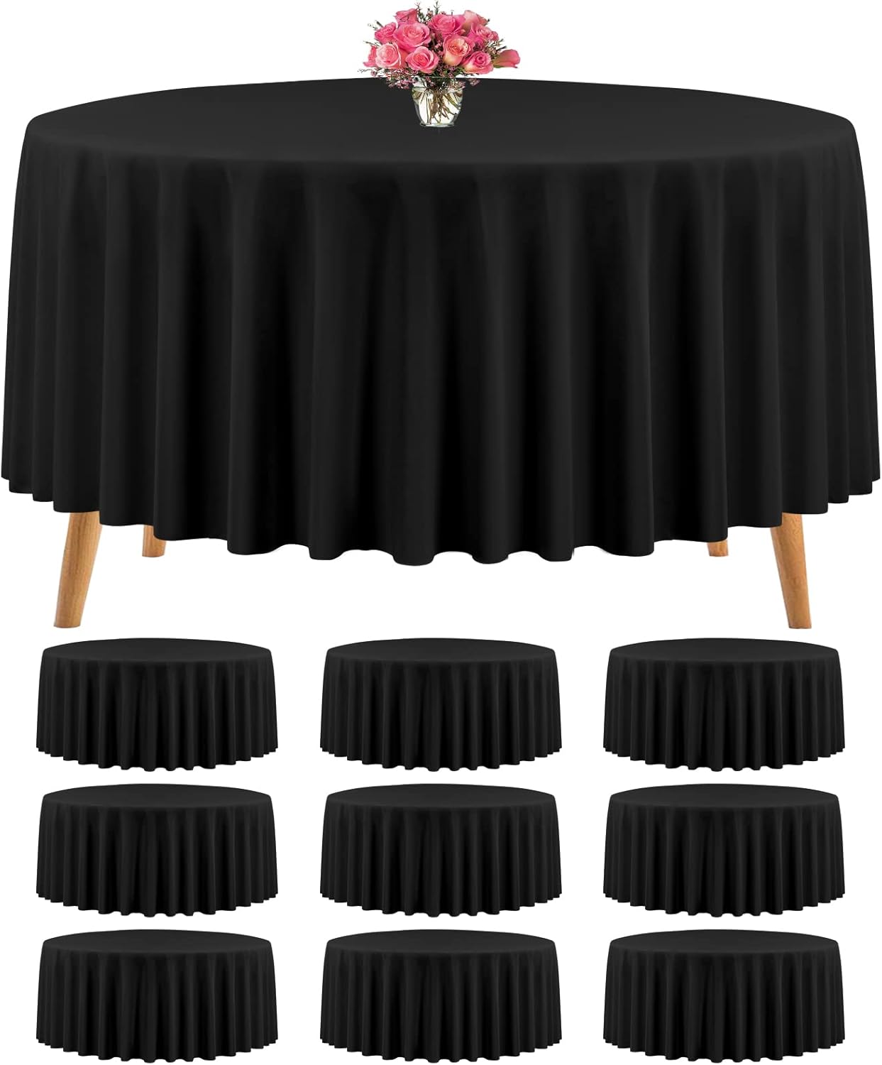 Premium 120 Inch Black Round Tablecloths for Elegant Events