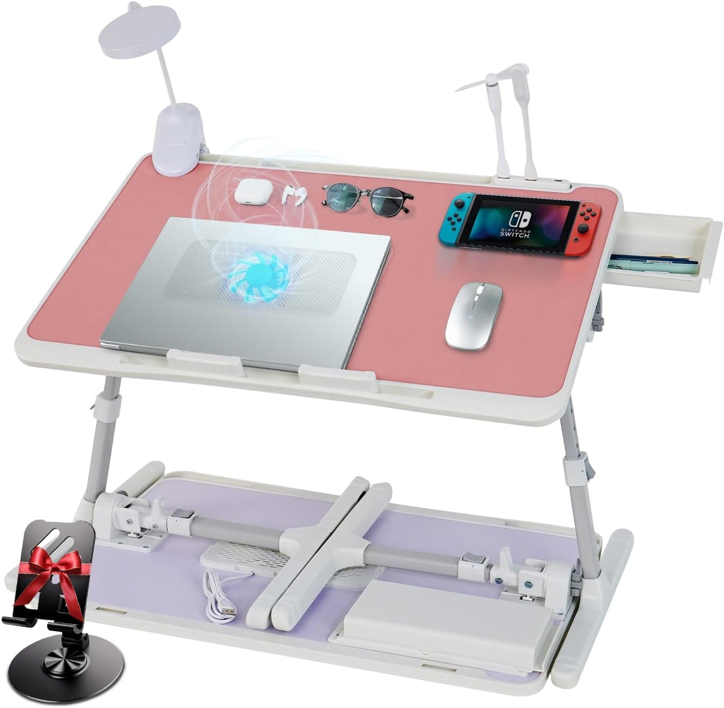 IXTRA Adjustable Laptop Lap Desk with Cooling Fan and Light