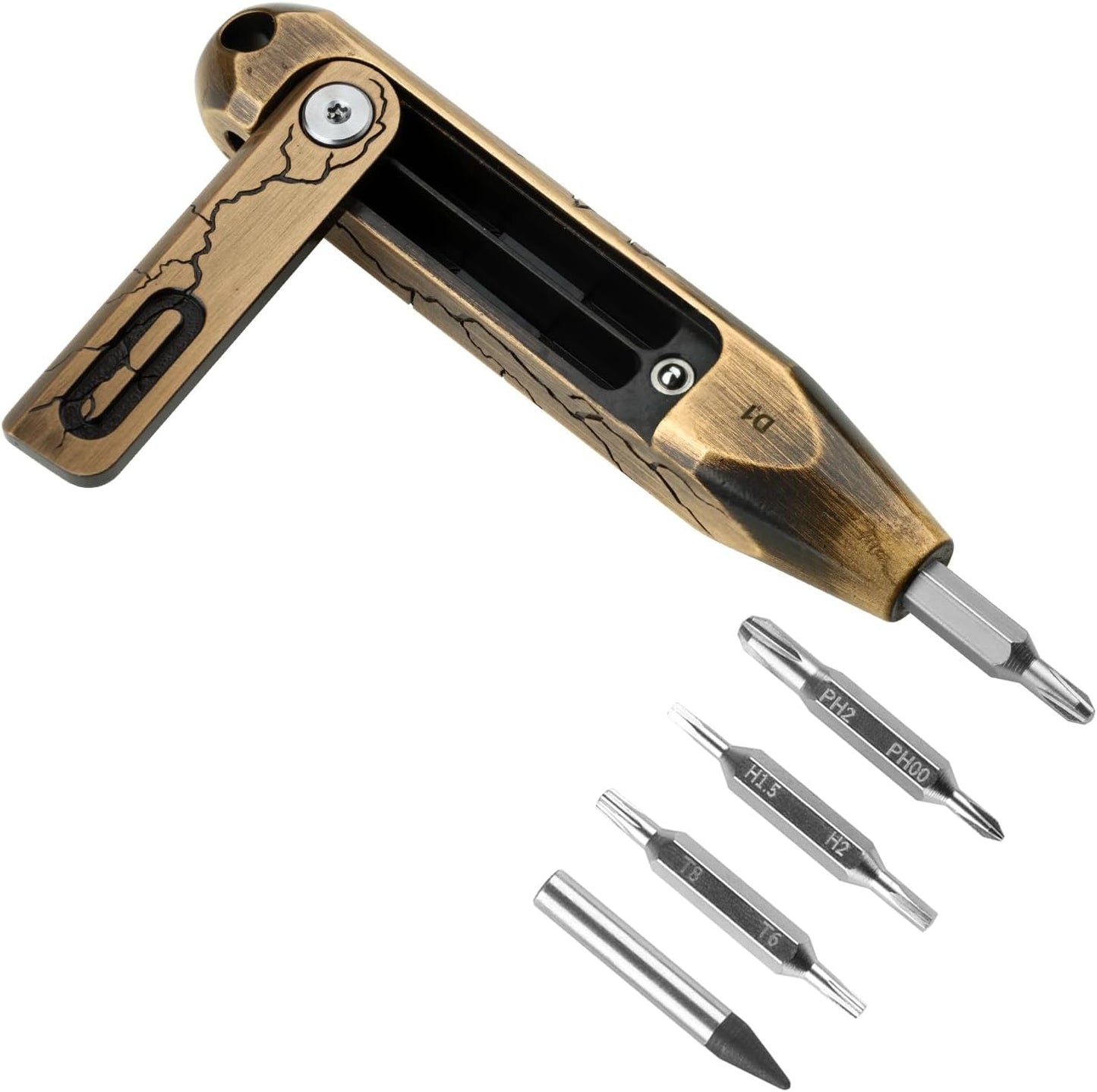 OKNIFE Otacle D1 Cracked Brass EDC Multi Bit Pocket Screwdriver