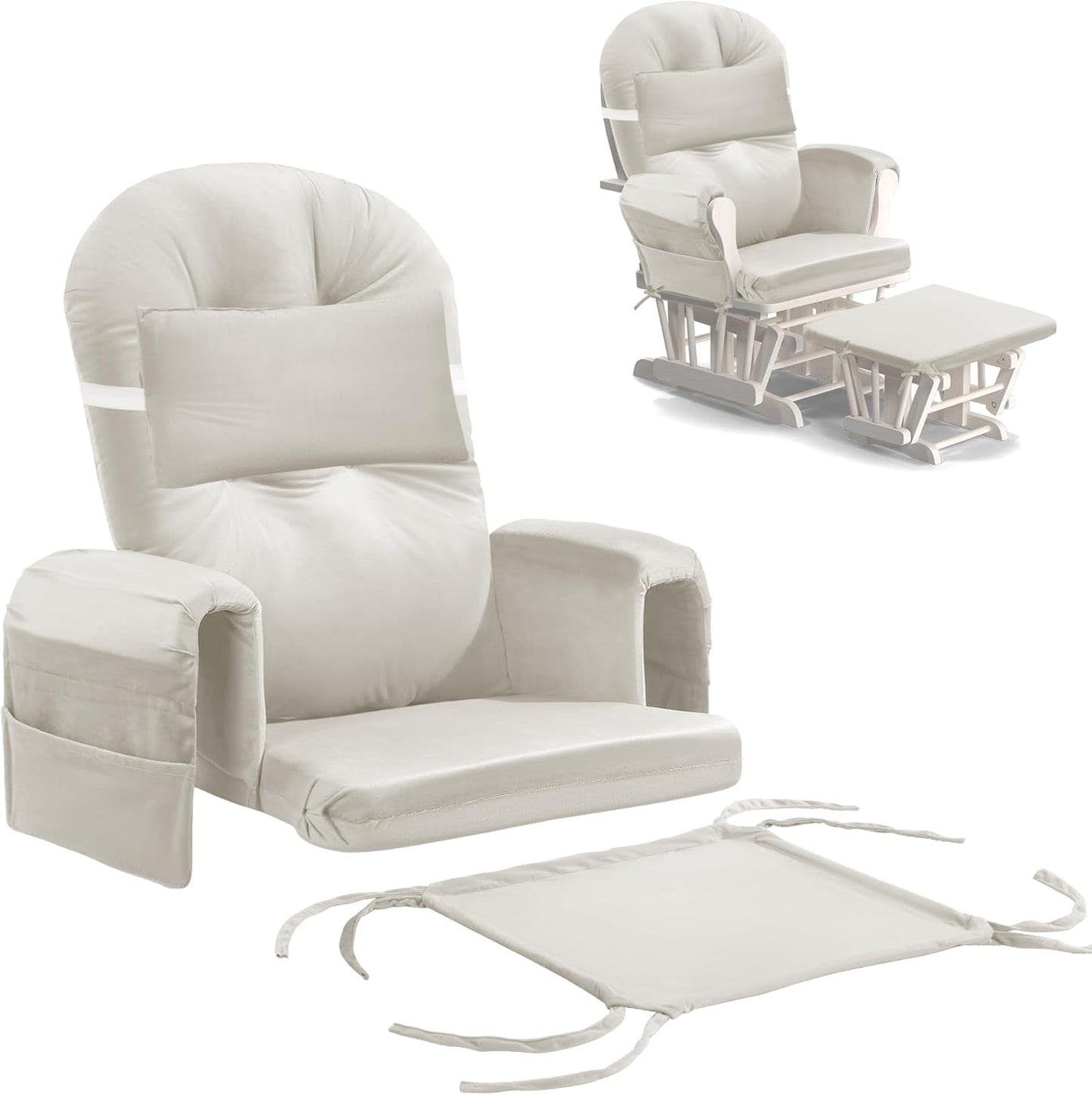 MABOZOO Glider Rocker Replacement Cushions Set with Storage