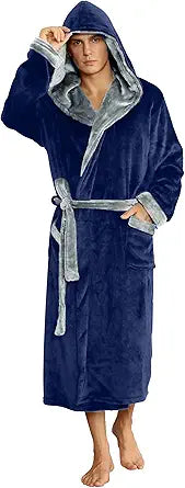 U2SKIIN Mens Hooded Robe - Plush Fleece Bathrobe for Comfort