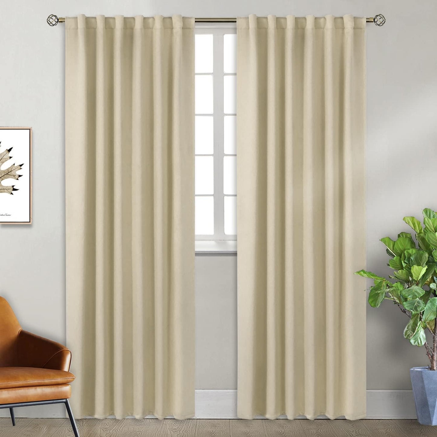 BGment Beige Blackout Curtains for Room Darkening and Insulation