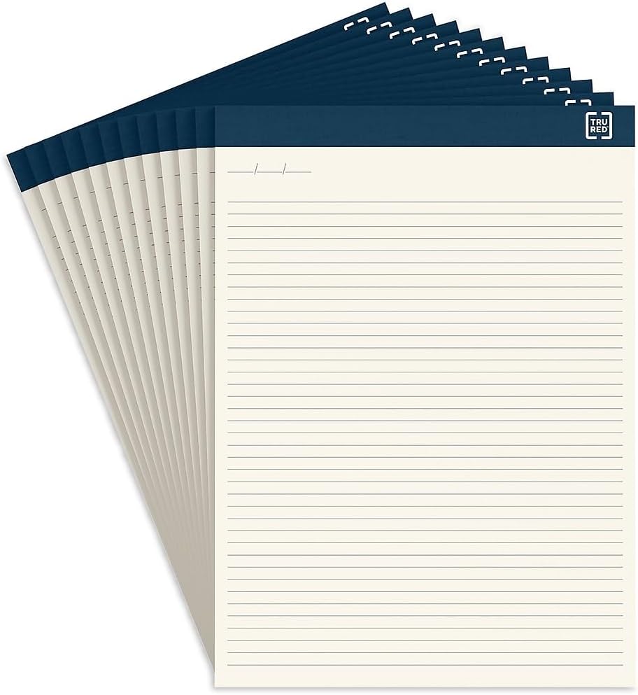 TRU RED Notepads 8.5-Inch x 11.75-Inch Wide Ruled Ivory Pads