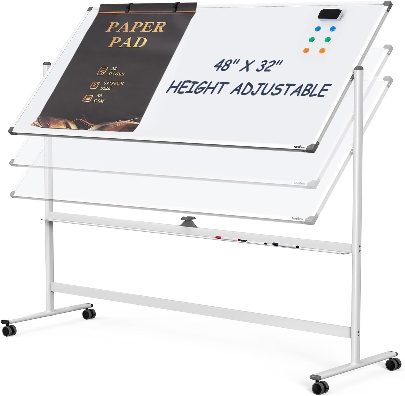 Mobile Dry Erase Whiteboard Easel for Home Office and Classroom