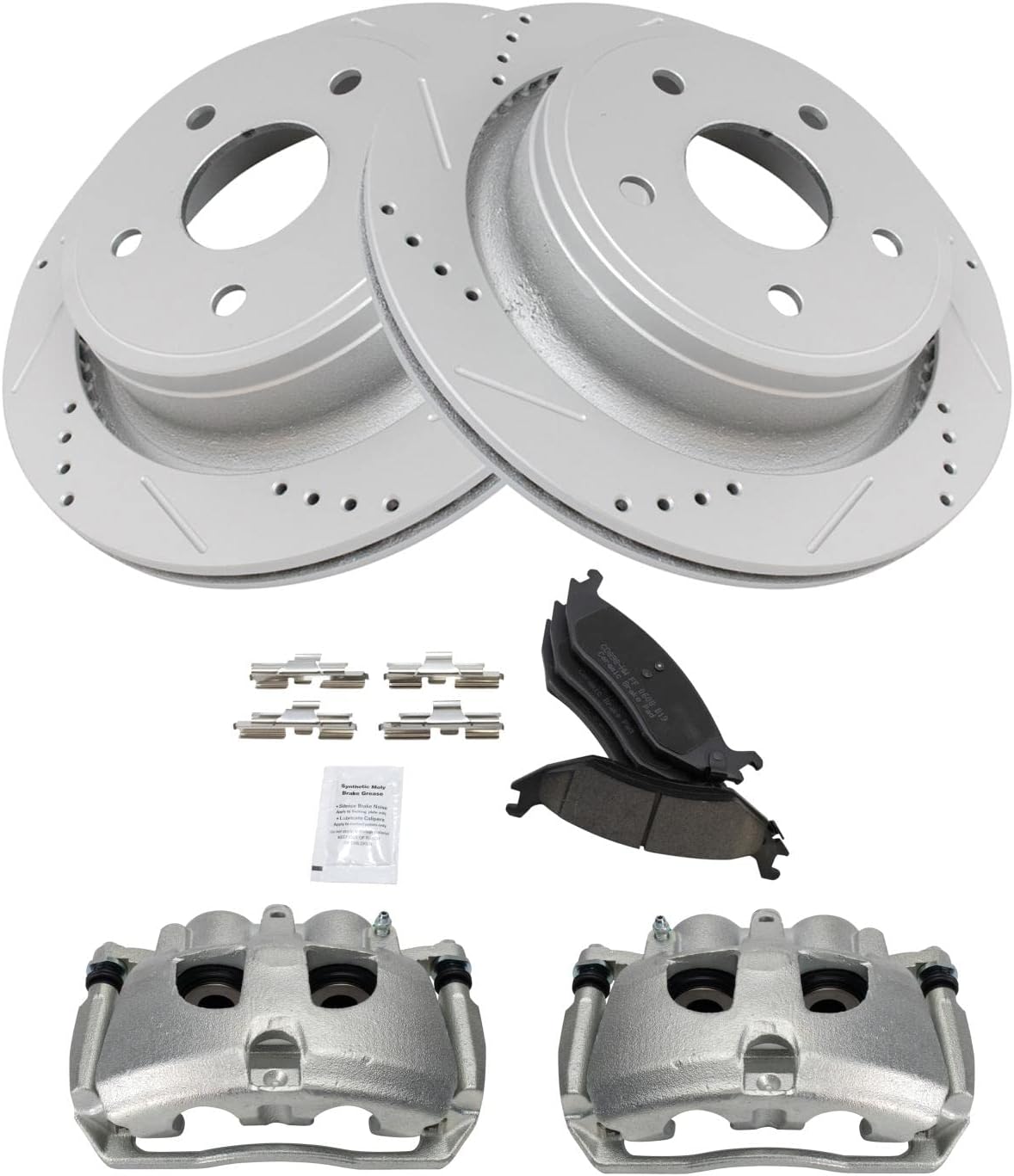 TRQ Rear Performance Brake Pad & Rotor Kit for 2012 Ram 1500