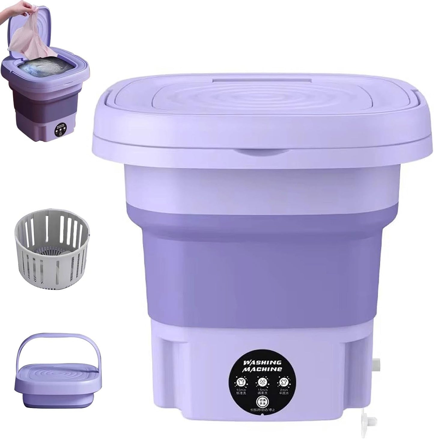 Compact 8L Portable Washing Machine - Perfect for Small Spaces! Lavender