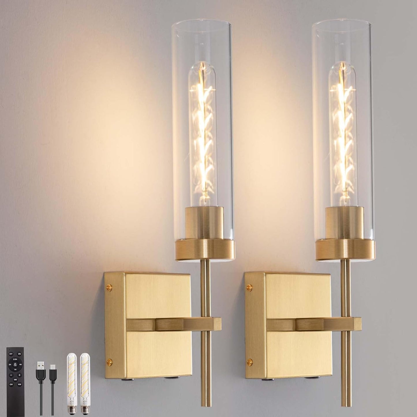 Battery Operated Wall Sconces with Remote Control for Home