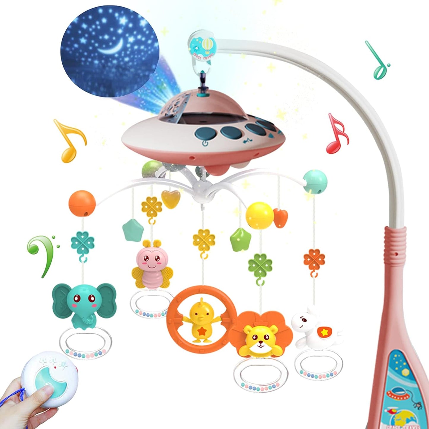 Eners Baby Crib Mobile with Music, Lights and Remote Control