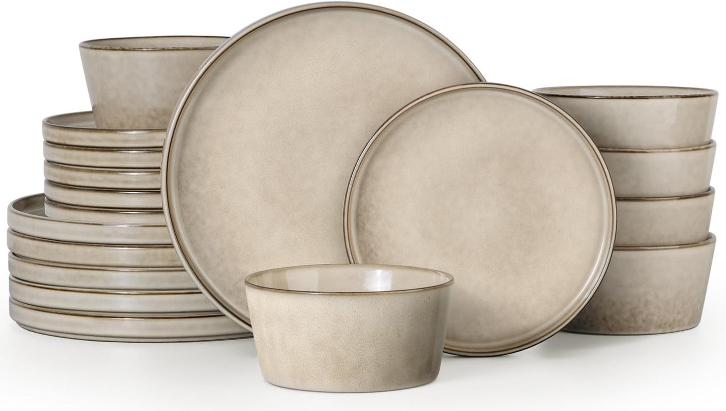 18 Pieces Dinnerware Set for 6, Chip Resistant Stoneware