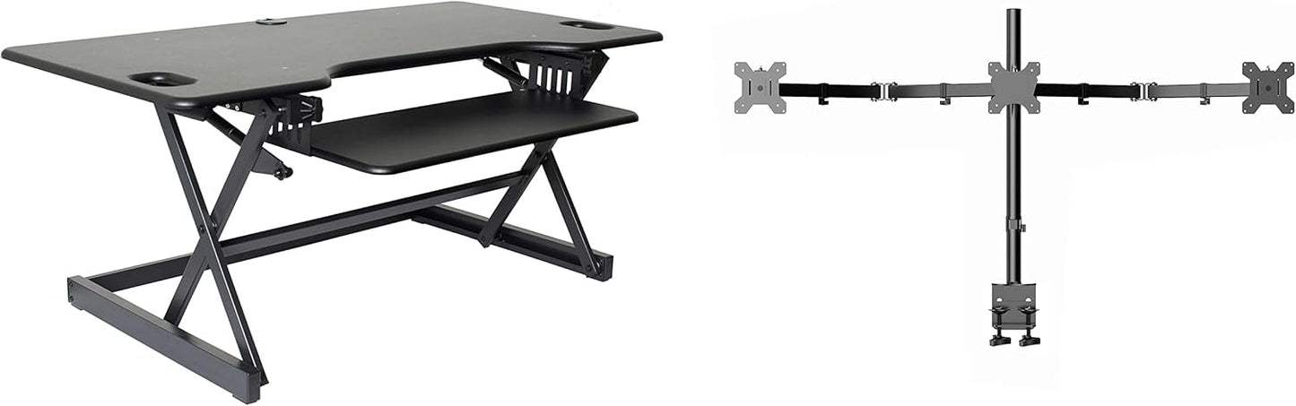 Rocelco 46in Large Height Adjustable Standing Desk Converter Bundle