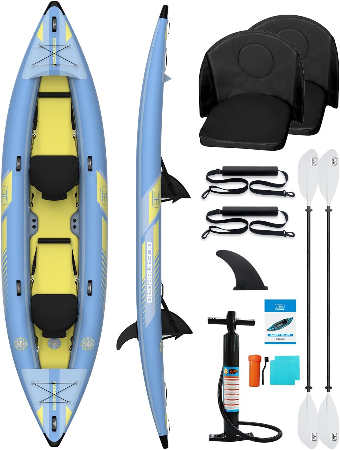 OCEANBROAD Inflatable Sit-in Kayak for 1 or 2 Persons