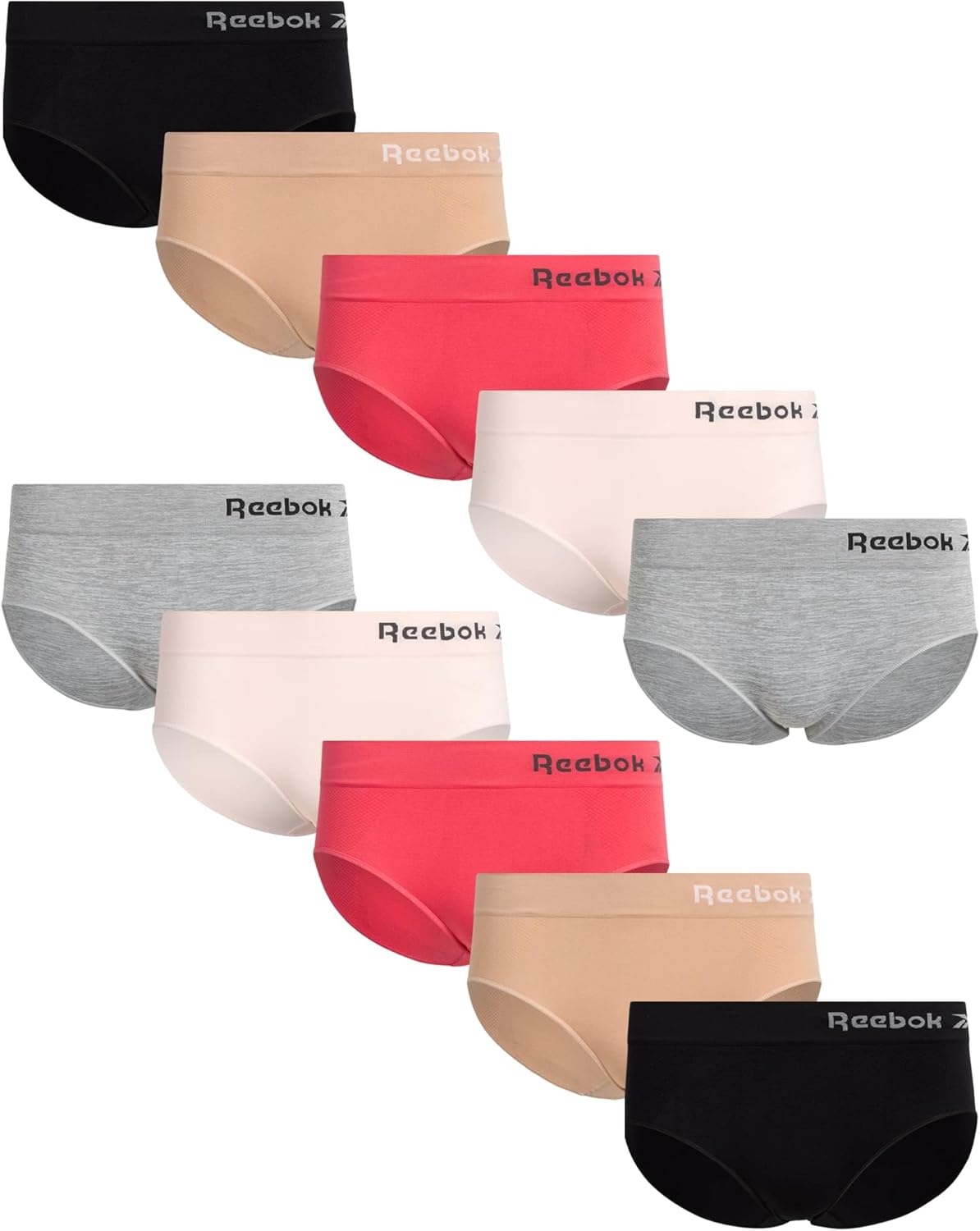 Reebok Hipster Panties for Women - 10 Pack Seamless Comfort