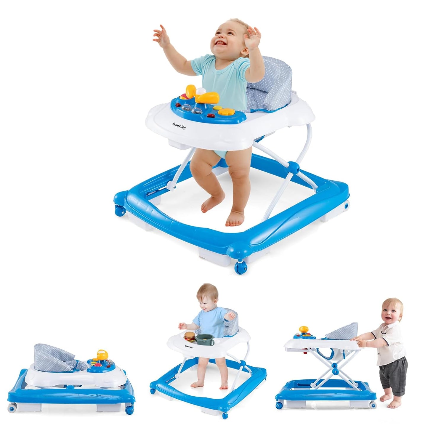 HONEY JOY 5 in 1 Baby Walker with Music and Removable Cushion