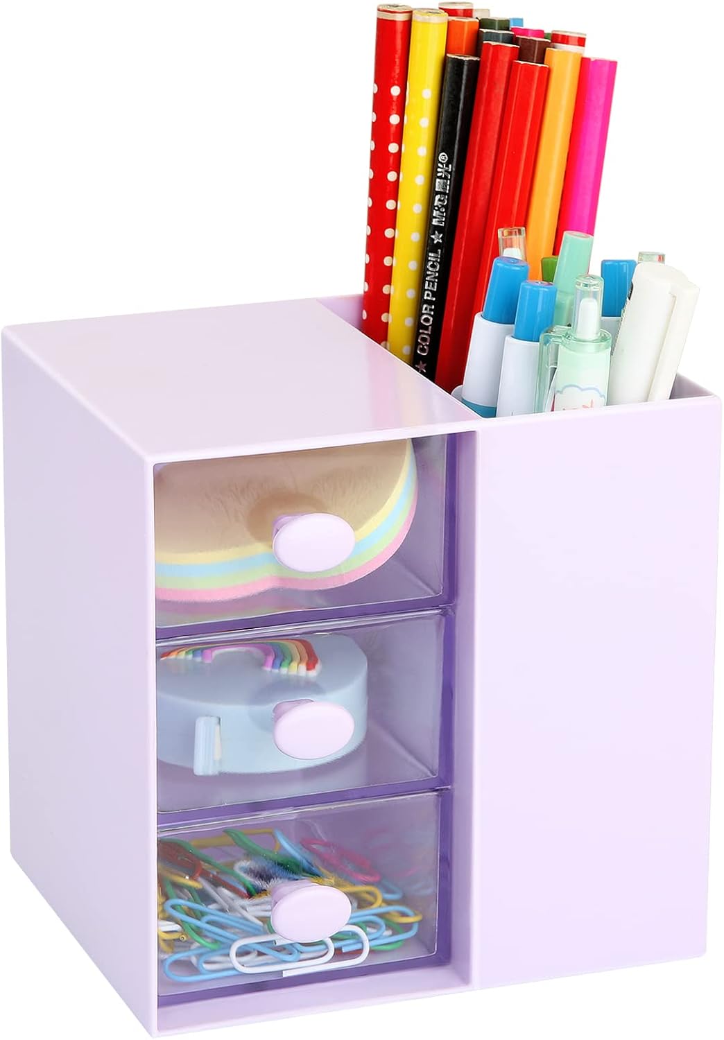 LETURE Compact Desk Organizer with Drawer - Purple