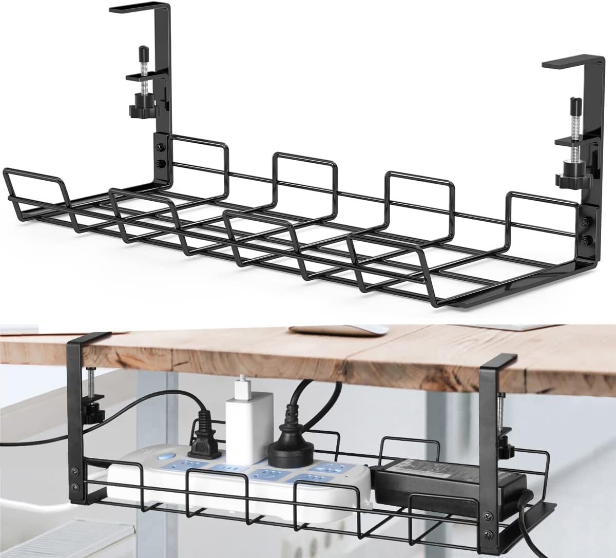 Black Metal Cable Tray for Tidy Desks