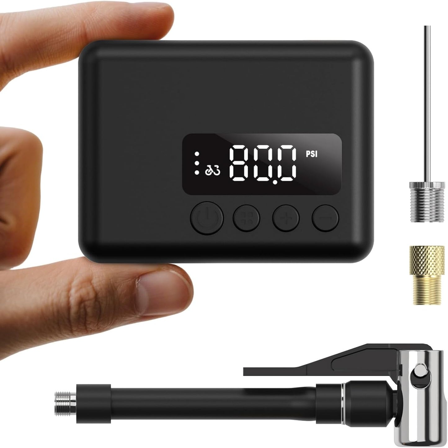 Mini Bike Pump for Fast Inflation with Gauge and Dual-Valve
