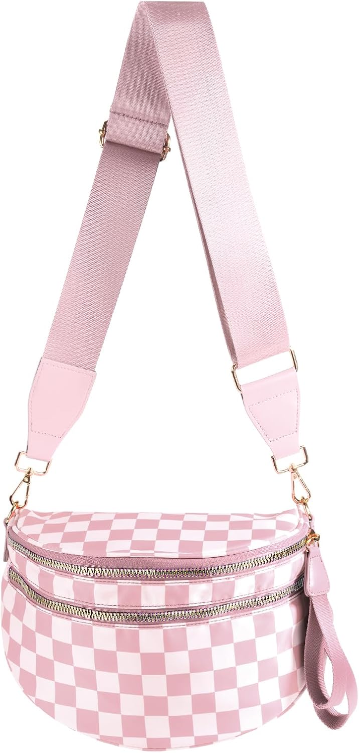 Stylish Black and White Checkered Crossbody Bag for Women