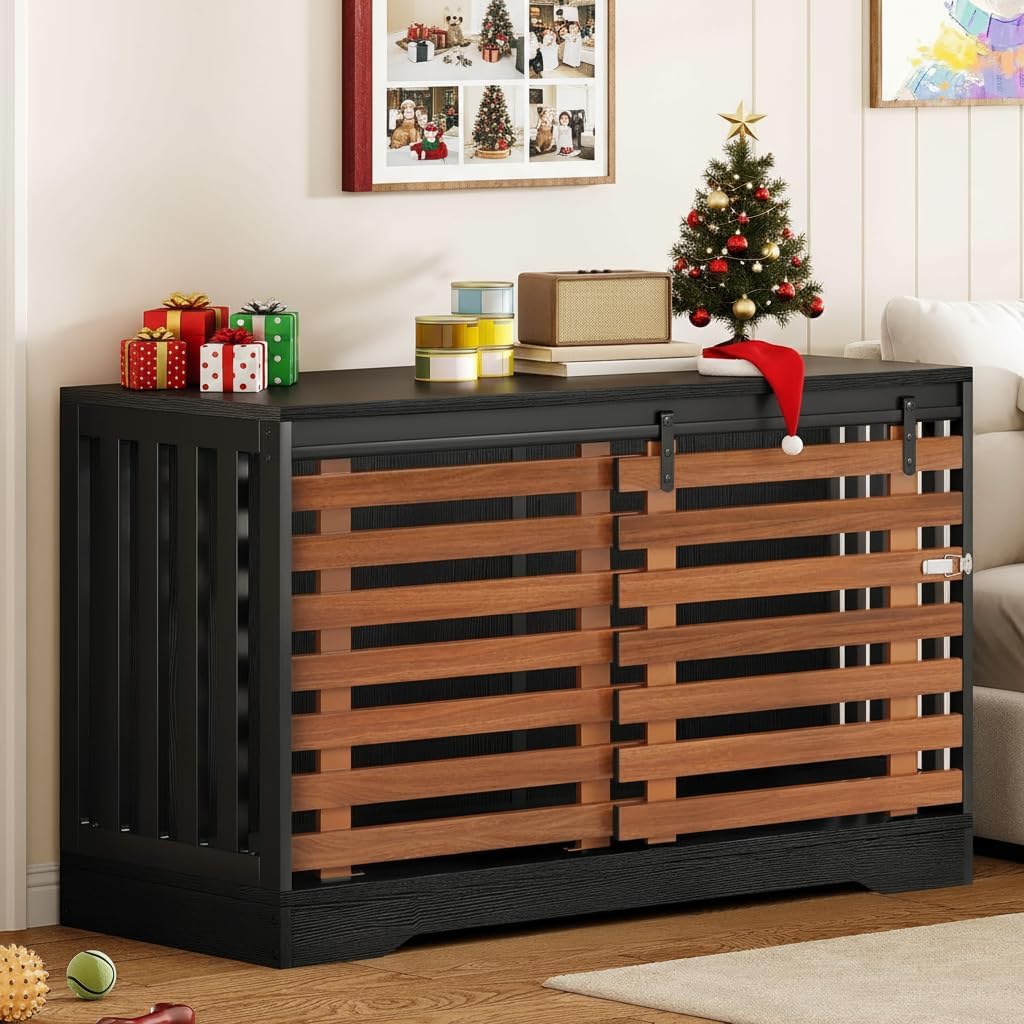 YITAHOME 47 Inch Dog Crate End Table with Sliding Door Design