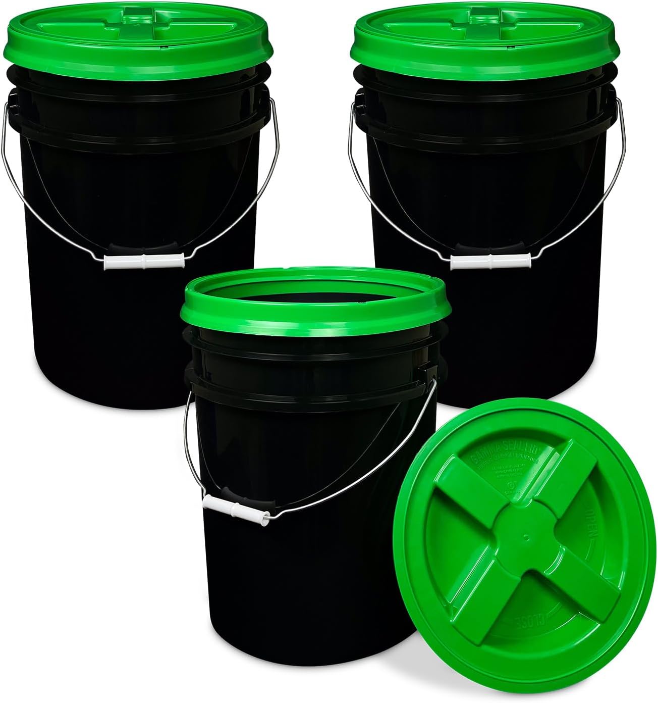 5 Gallon Black Bucket with Gamma Seal Lid for Food Storage