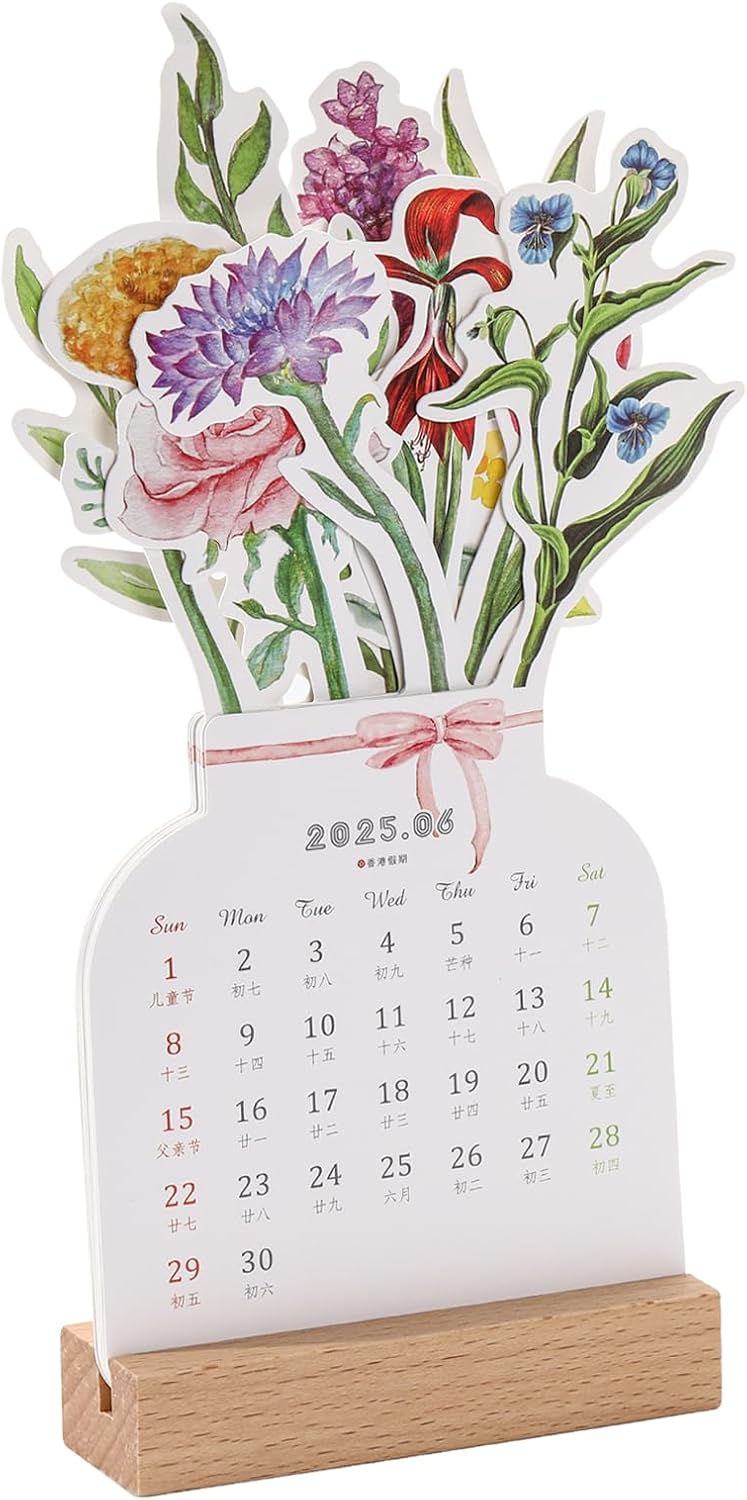 Mini Vase Desk Calendar 2025 - Creative Home Office Planner