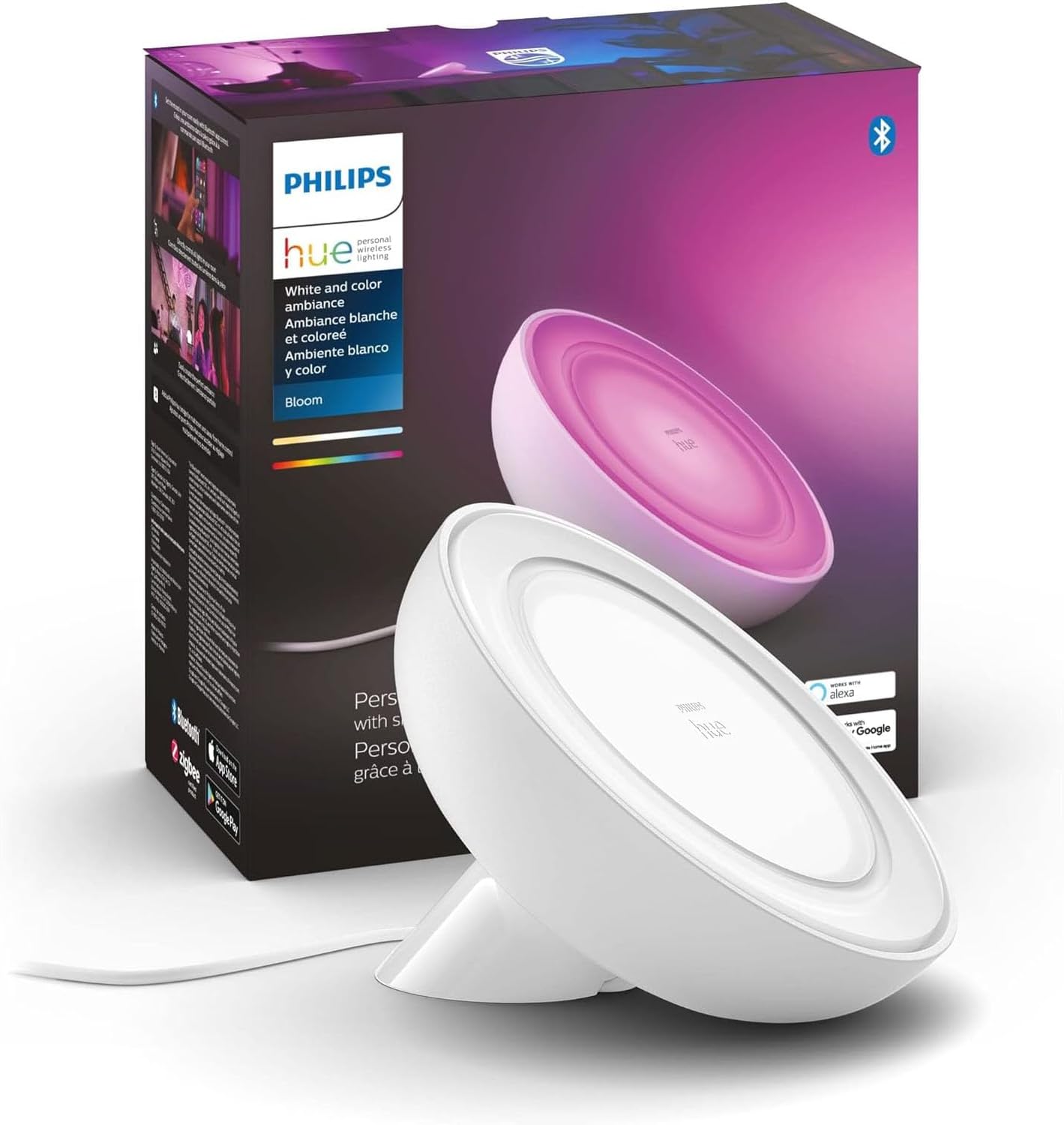 Philips Hue Bloom Smart Table Lamp for Color-Changing Ambiance
