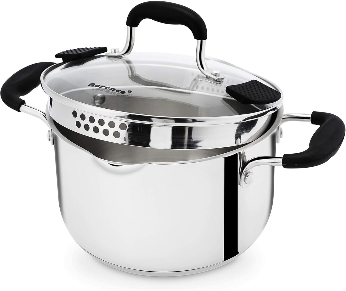 Rorence 3.7 Quart Stainless Steel Stock Pot with Pour Spout