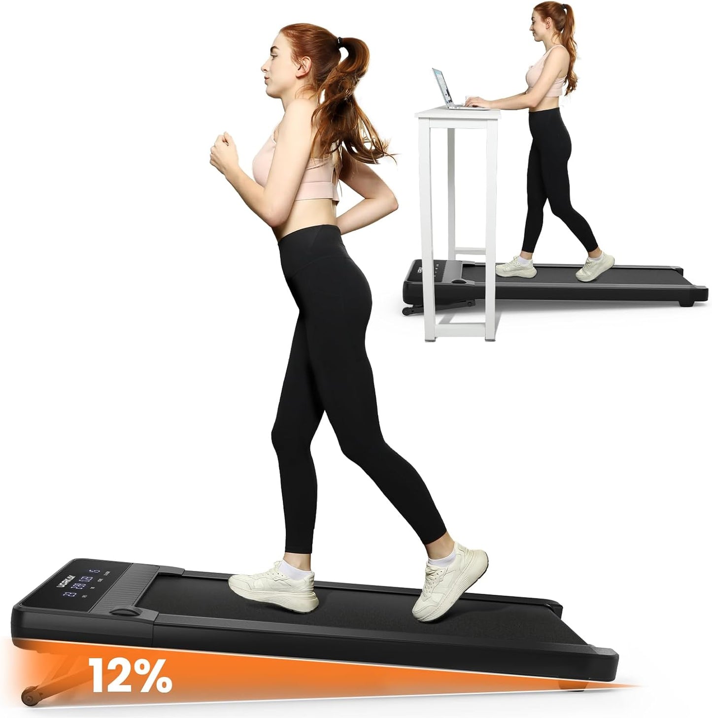 Uorkay Compact Walking Pad: 12% Incline, 6 HIIT Modes