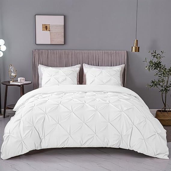 ASHLEYRIVER Luxurious Pinch Pleated Cal King Duvet Cover Set