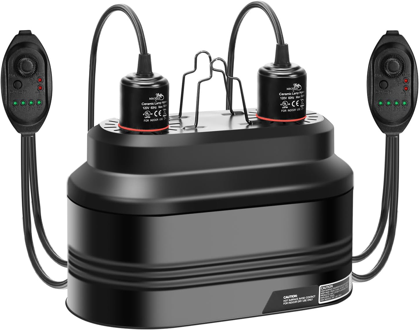 Reptile Dual Dome Light Fixture with Timer for Basking Heat 60W