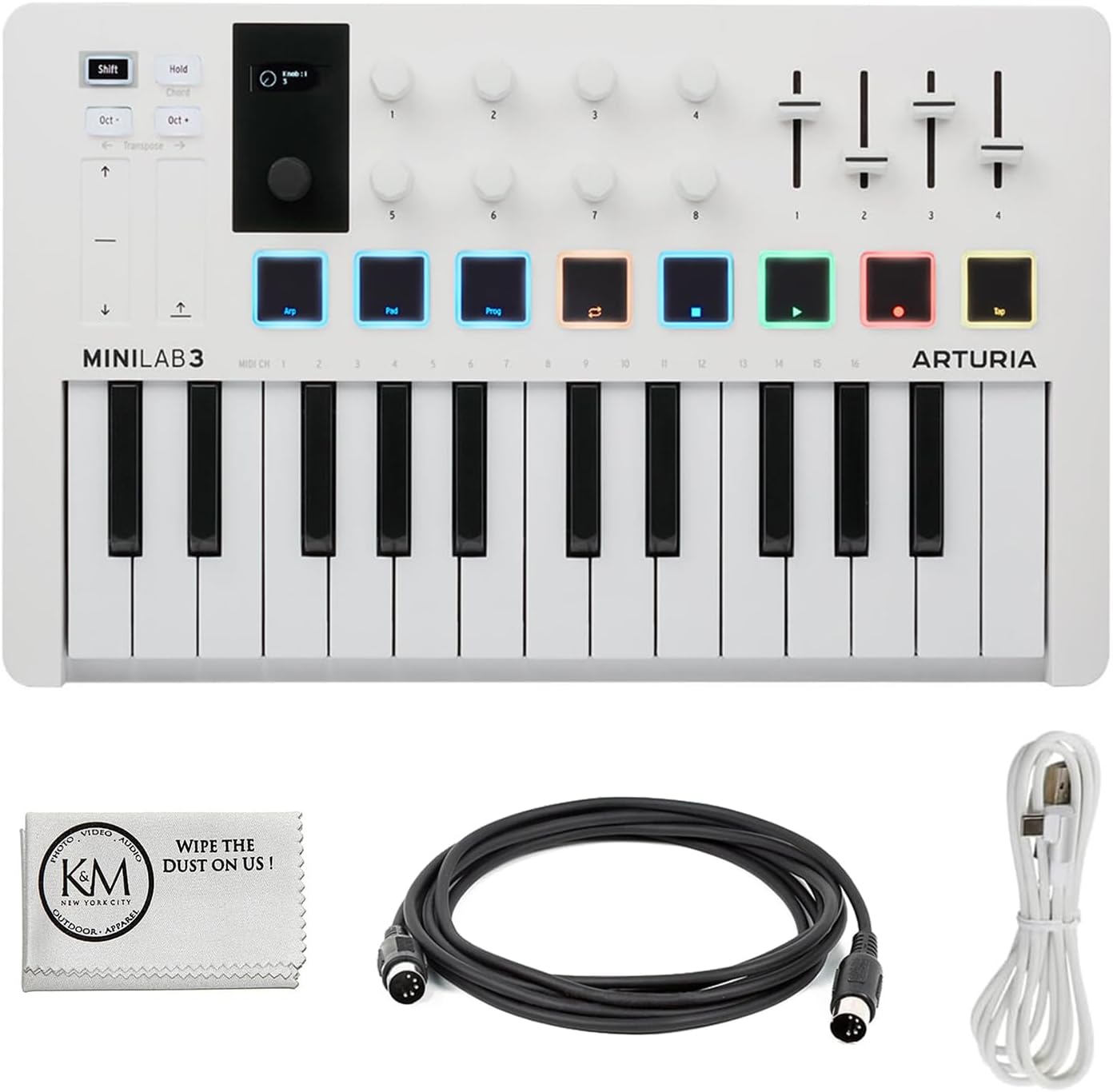 Arturia MiniLab 3 Compact MIDI Keyboard | White Bundle + Accessories
