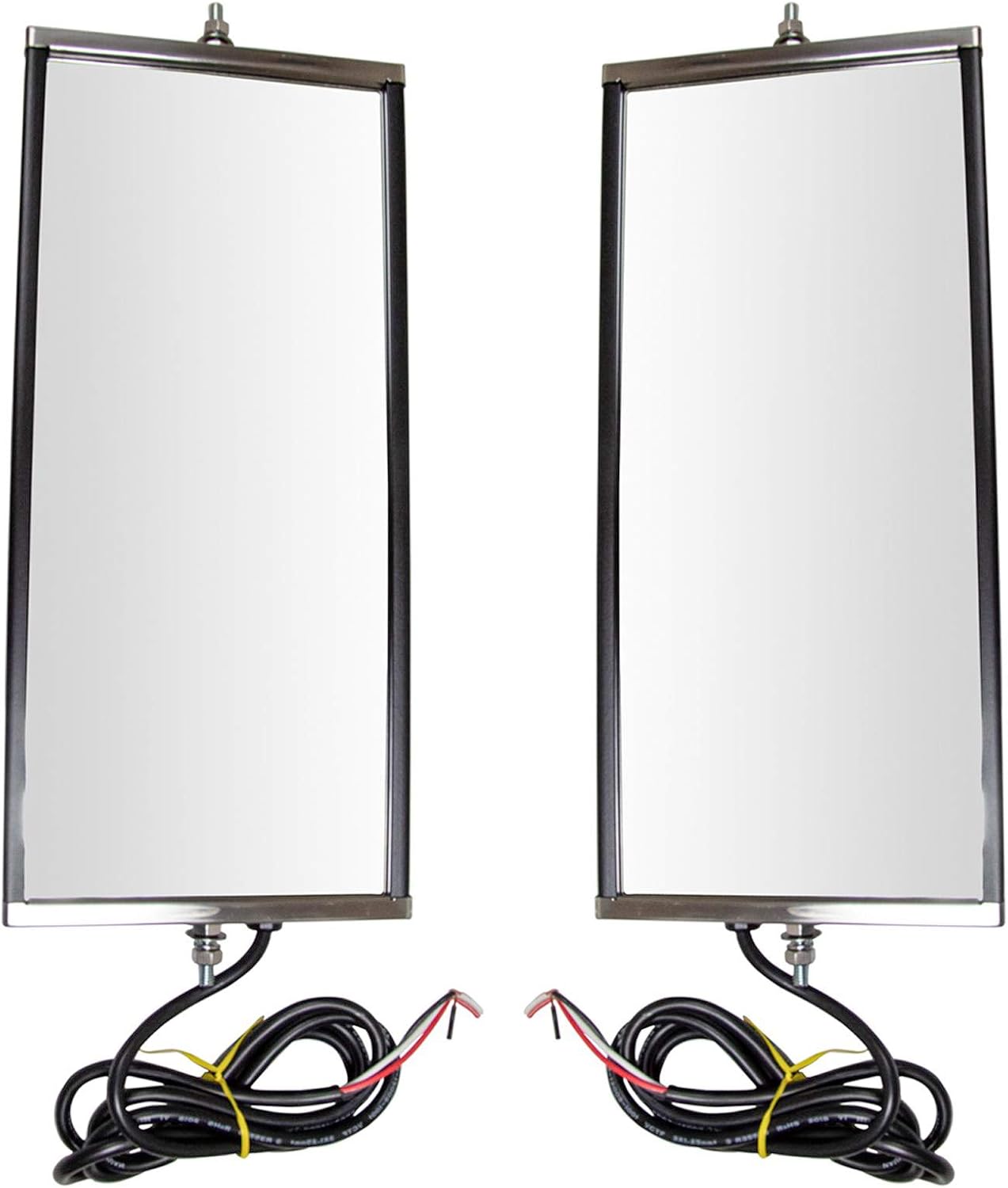 TRQ West Coast Heated Stainless Steel Mirror Set for HD Trucks