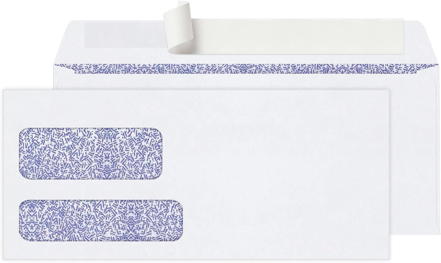 250 Double-Window Envelopes, White, Clean Seal(TM)!