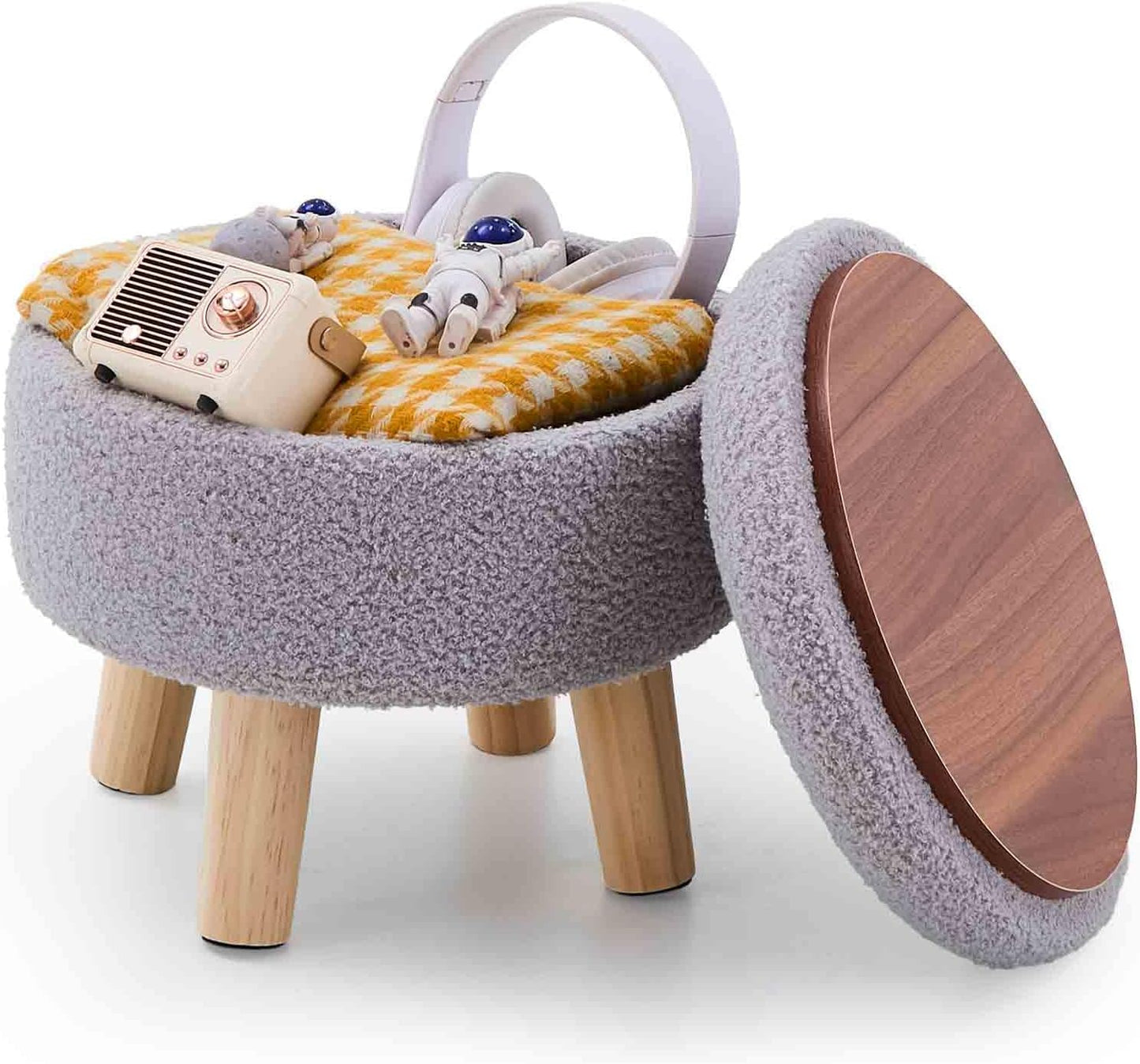 Wimarsbon Storage Ottoman: Modern Round Footrest for Any Space