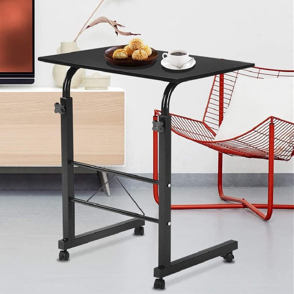 Adjustable Rolling TV Tray on Wheels - Portable & Versatile