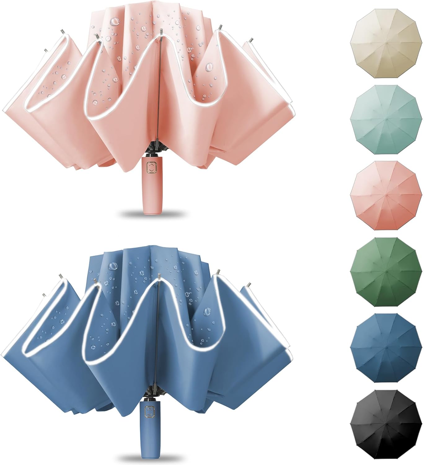 Large Windproof Travel Umbrella with Compact Inverted Design