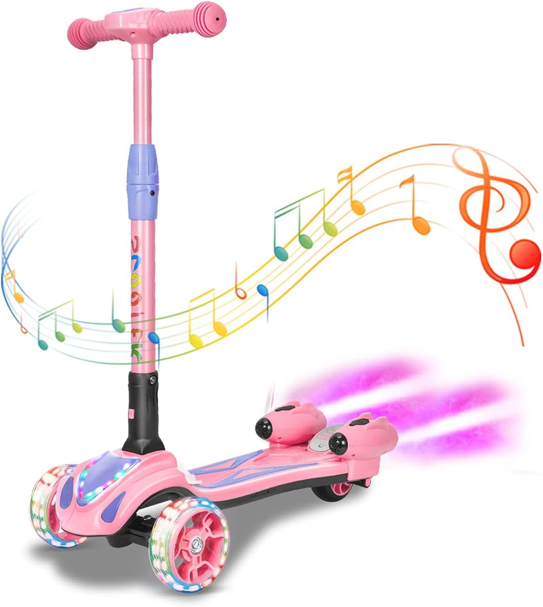 3 Wheel Scooter for Kids with Bluetooth Music and LED Lights