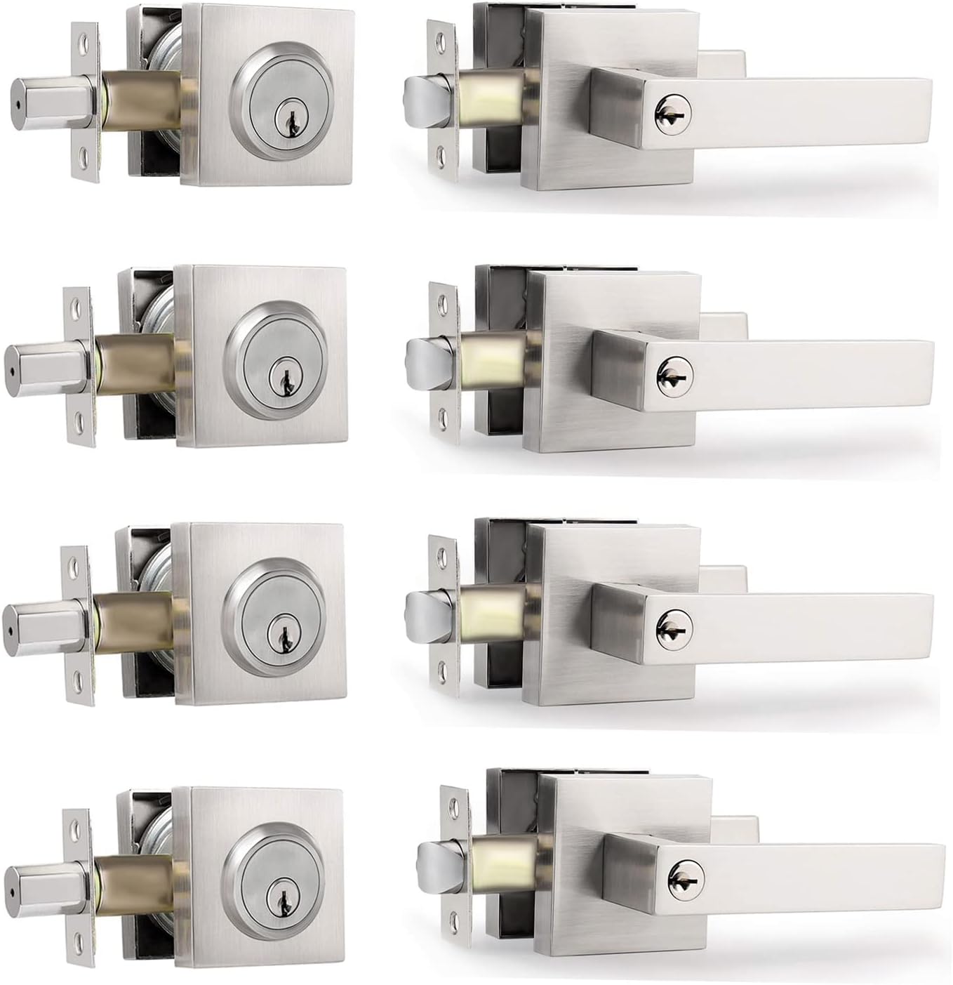 Cielsa Dawn Key Lock Satin Nickel Entry Door Set for Security