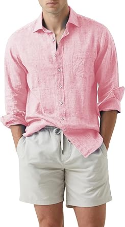 JMIERR Men's Cotton Linen Casual Stylish Button Down Shirt Review