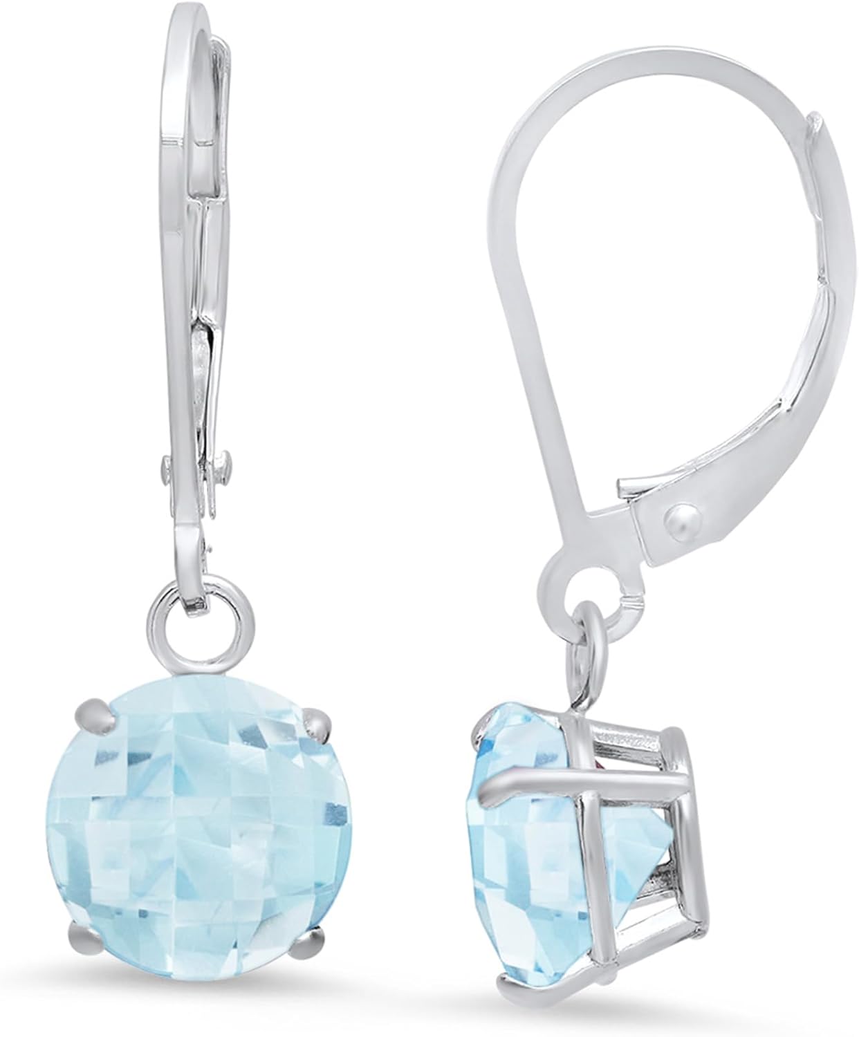 925 Sterling Silver Aquamarine Earrings for Women - Dangle Style