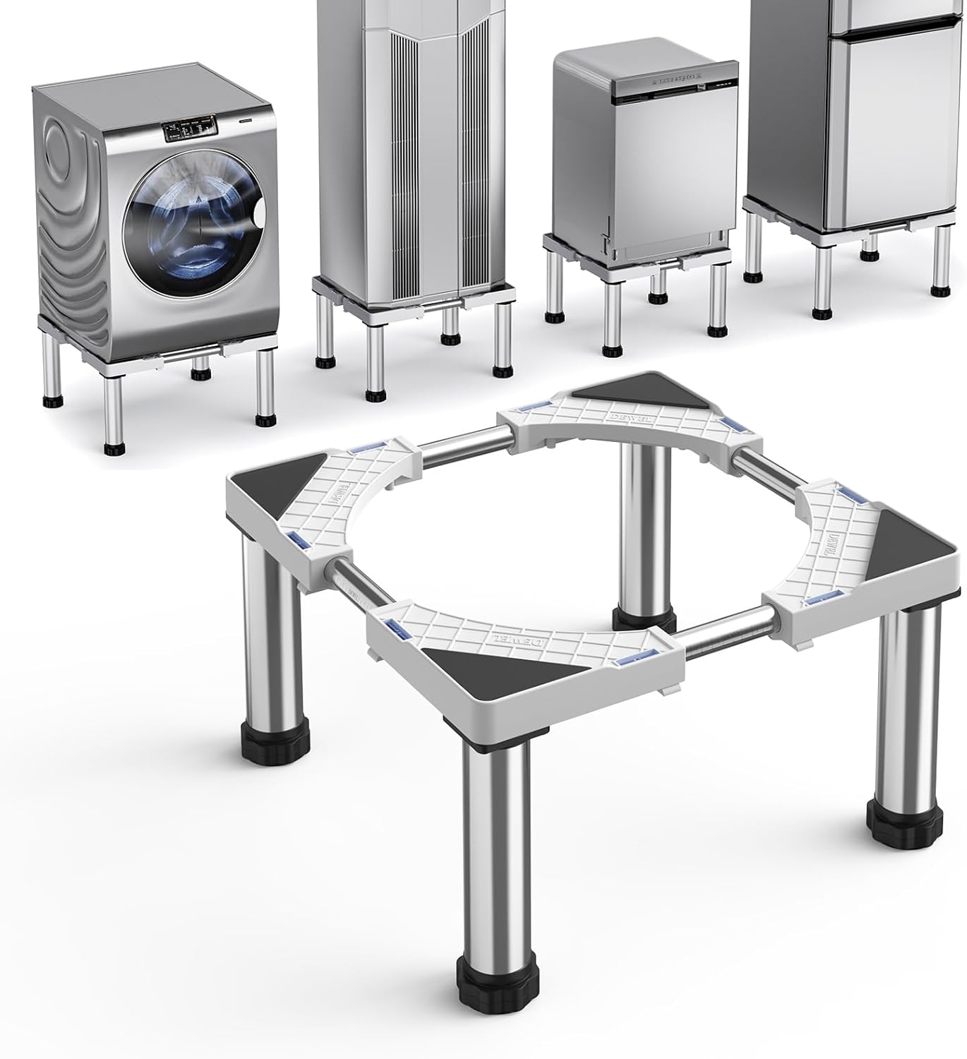 Adjustable Mini Fridge Stand | Universal Washing Machine Base | Strong Feet | 881LB Capacity