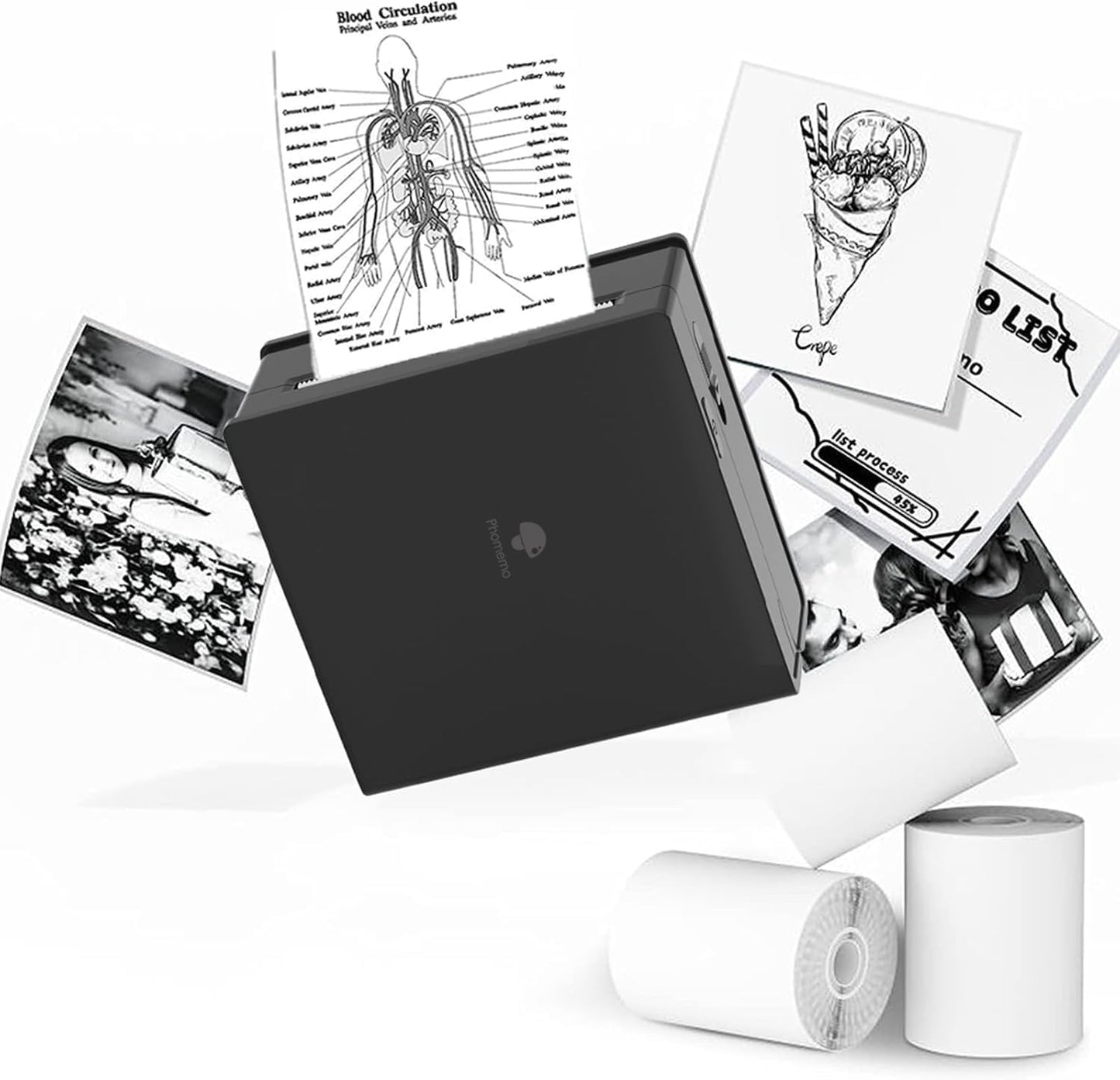 Portable Bluetooth Sticker Printer + 3 Paper Rolls