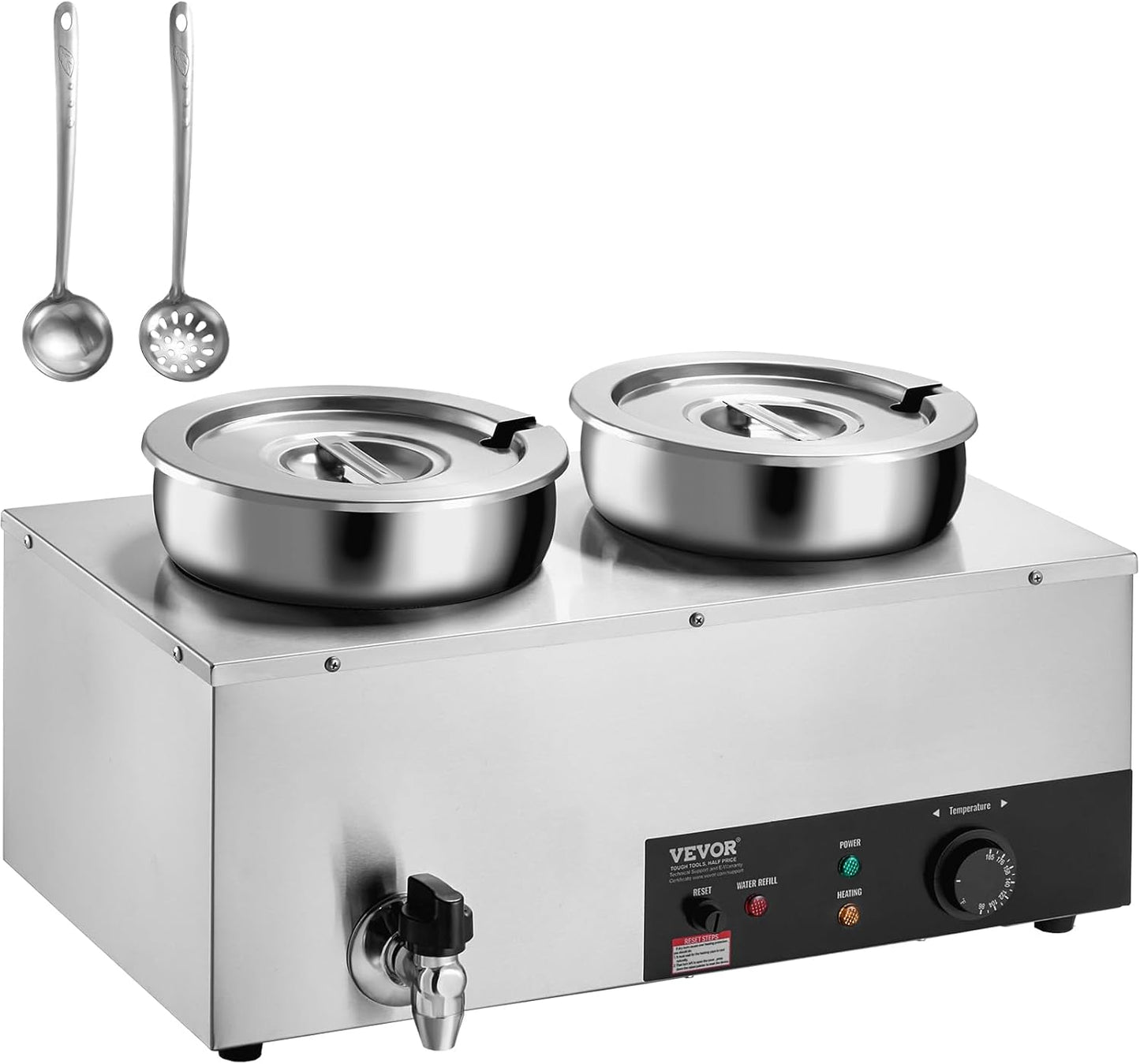 VEVOR Electric Soup Warmer with Dual 7.4QT Stainless Steel Pots