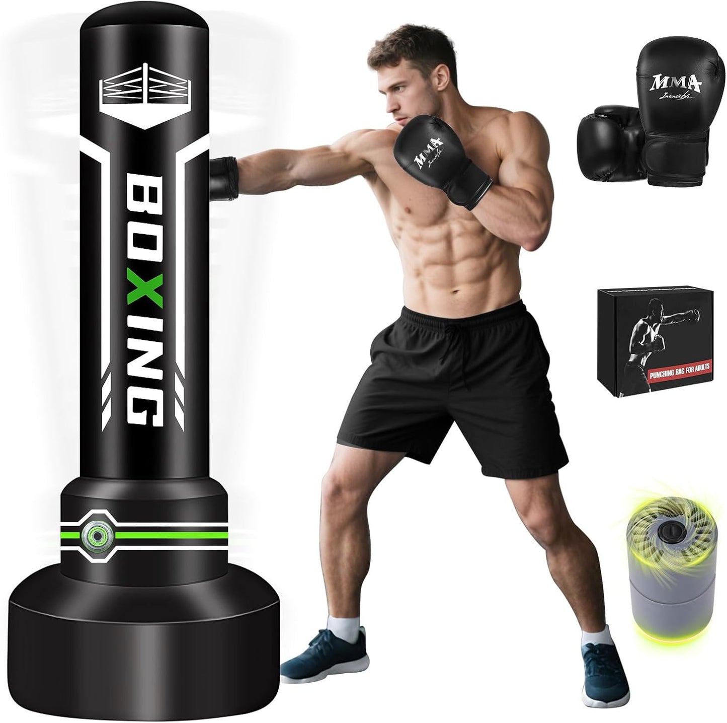Upgrated Standing Punching Bag for Adults with Automatic Pump