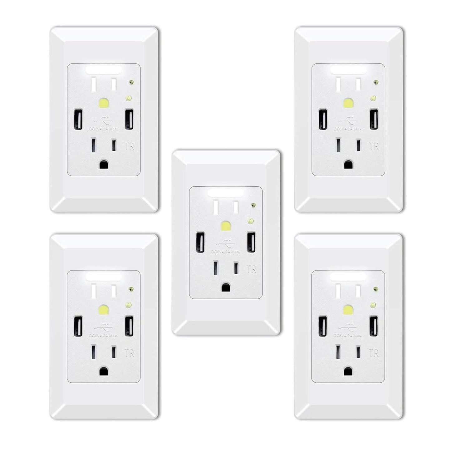 Greencycle USB Outlet with Nightlight and Dual 4.2A Ports