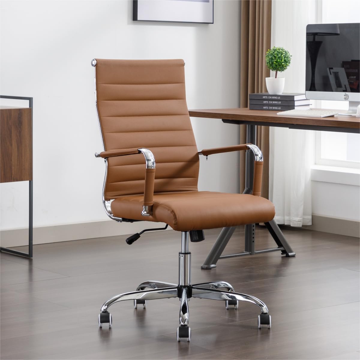 Ergonomic High Back Leather Office Desk Chair with Wheels