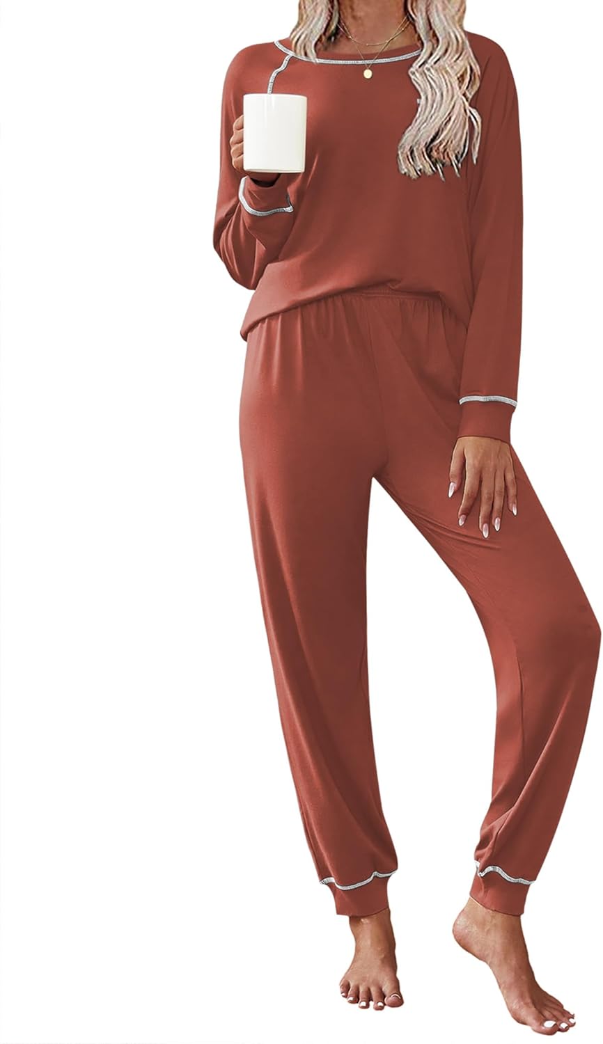 Ekouaer Pajamas Set for Women Soft Comfy Pjs Long Sleeve Sleepwear