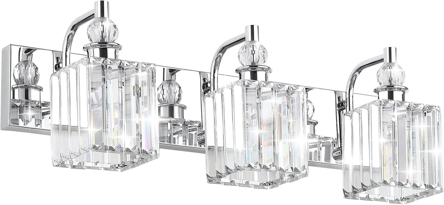 Modern Crystal Vanity Light 3 Light 24in for Bathroom Wall