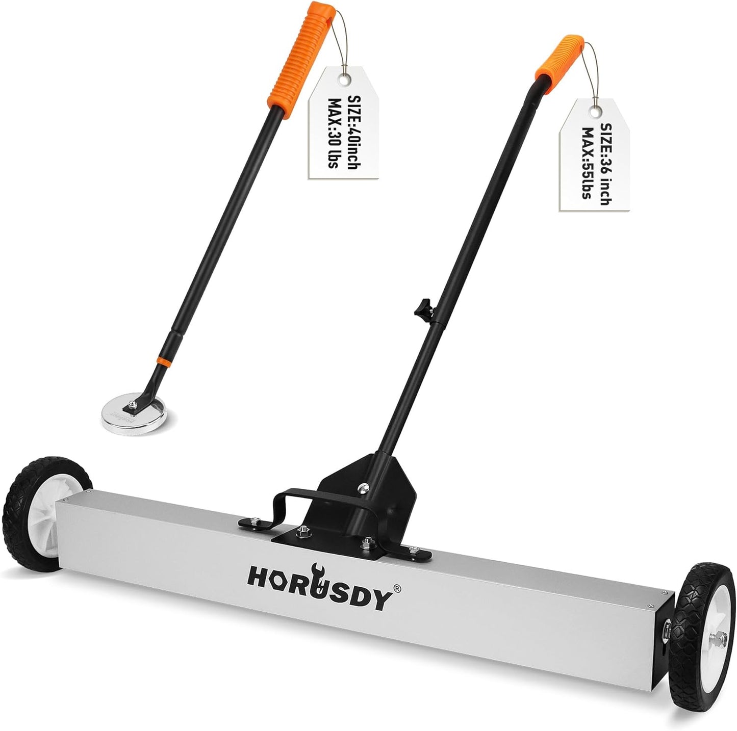 36-Inch Rolling Magnetic Sweeper with Adjustable Handle for Nails